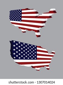 USA flag map 3D perspective view. vector illustration