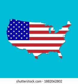 US-Flaggenplan. American Flag Map Vektor. US-Flagge, Vektorhintergrund