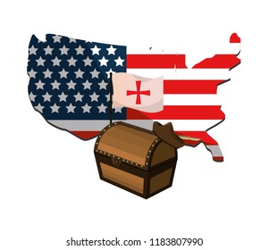 usa flag map with chest and flag cross