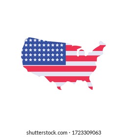 Usa flag map flat style icon design, United states independence day country and national theme Vector illustration