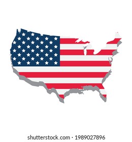 usa flag in map geography icon