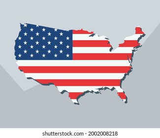 usa flag in map geography icon