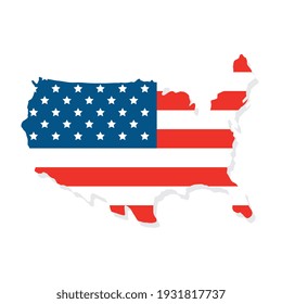 Usa Flag In Map Icon