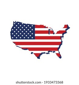 Usa Flag In Map Icon