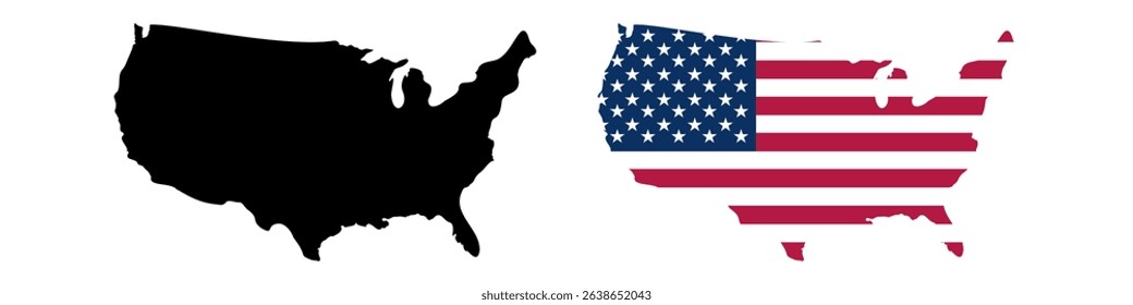 USA flag map icon symbol 