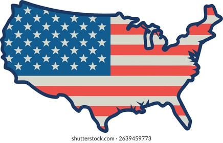 USA Flag Map Illustration American Patriotic Symbol Vector Graphic