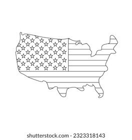 USA flag map sketch vector.  