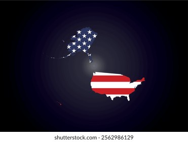 USA flag and map vector.