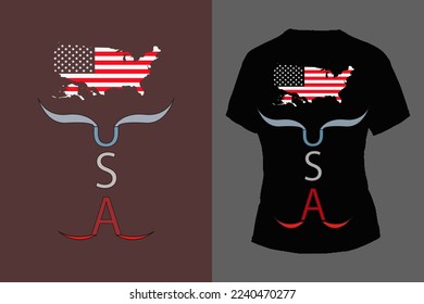 Bandera de los Estados Unidos en el diseño del vector del mapa para camiseta 