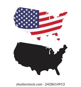 USA Flag And USA Map Vector Design.