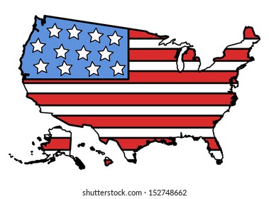 USA Flag in MAP - Vector Illustration