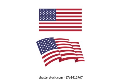 USA flag, national emblem of the United States of America. Vector design. Independence day patriotic symbol.