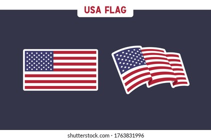 USA flag, national emblem of the United States of America. Vector design. Independence day patriotic symbol.