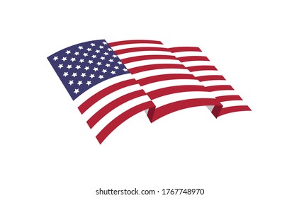 USA flag, national emblem of the United States of America. Vector design. Independence day patriotic symbol.