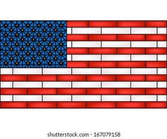 USA flag, national symbol, vector illustration in stained glass style