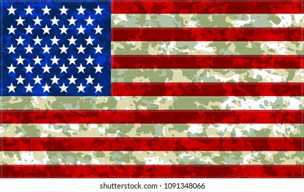 USA flag. Official colors and proportion correctly. Vector illustration of american flag. Khaki.