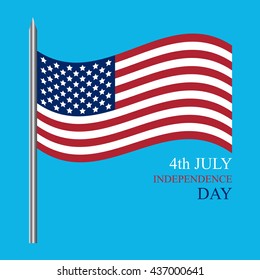 USA flag on blue background. bright postcard to the US Independence Day. vector illustration. Stars and Stripes. For design, design, advertising banners