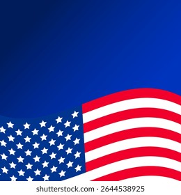 usa flag on blue gradient background with copy space 
