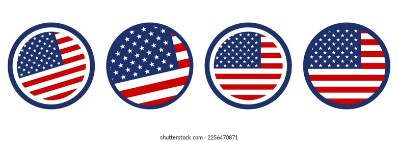 USA flag on button. America flag in flat design. Vector illustration