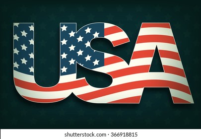 USA with Flag on Dark Background