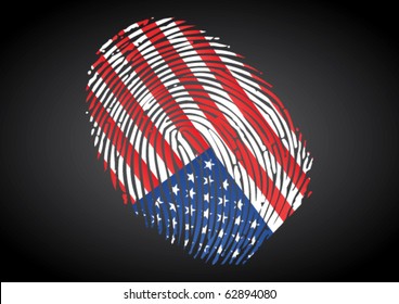 USA flag on Fingerprint stamp. can be used for many concepts.
