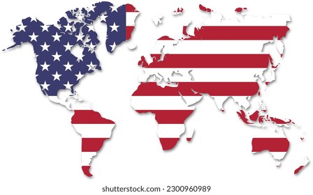 bandera de ee.uu. en mapas del mundo - con sombra borrosa