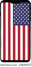 USA flag on mobile screen, vector design, fully editable eps format.