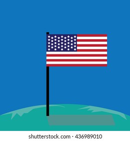 USA flag on the moon surface-vector