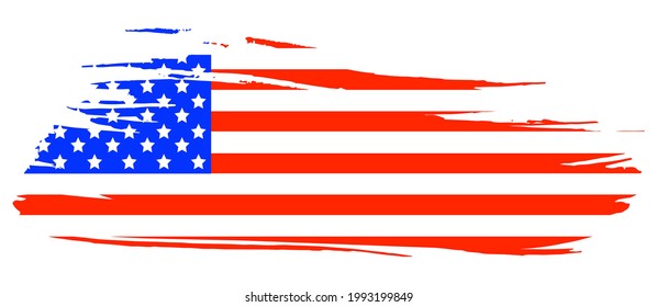 USA flag on a shabby background. A smear of paint. 