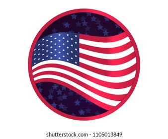 USA flag on sparkling background with stars. Vector Illustration