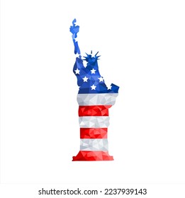 USA flag on Vector illustration of Statue of Liberty in New York city,Statue of Liberty  vector,Symbol, symbol, label, logo design.