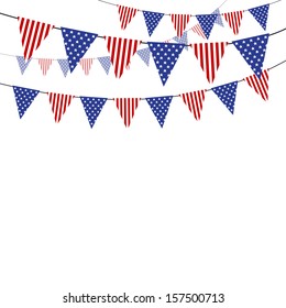 USA flag on white background