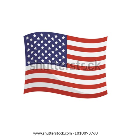 USA flag on white background. Cartoon vector illustration.