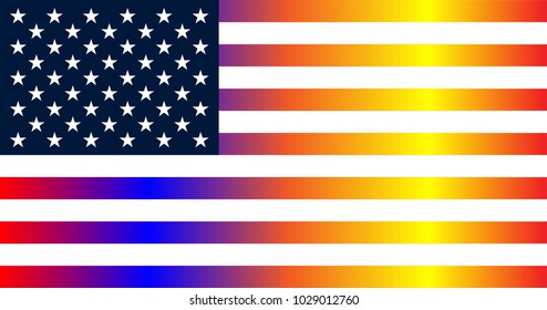 USA Flag in the original size rainbow background