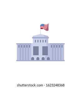 Usa flag outside building design, United states america independence nation us country and national theme Vector illustration