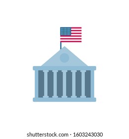 Usa flag over building design, United states america independence labor day nation us country and national theme Vector illustration
