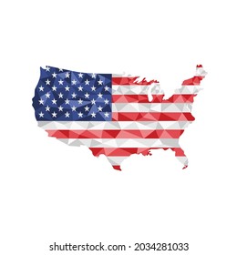 USA flag overlay on USA map,Geometric polygonal style vector ,modern design background.