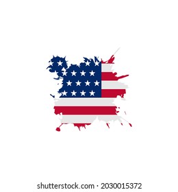 Bandera de los Estados Unidos como símbolo de la mancha de pintura. Celebración del 4 de julio del Día de la Independencia de EEUU diseño de camisetas vectoriales. Diseñado para estrellas y rayas