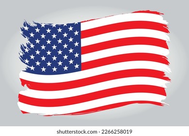 Ataques con pincel de pintura de la bandera de los Estados Unidos. Símbolo de página vectorial de la bandera de EE.UU. para el diseño de su sitio web. Ilustración del vector