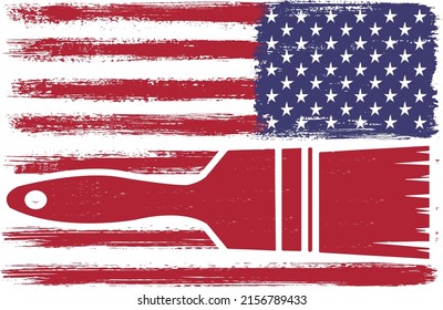 USA flag paint brush vector