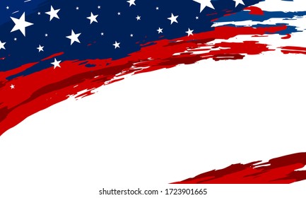 USA flag paintbrush banner on white background vector illustration