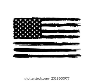 USA flag painted with black brush