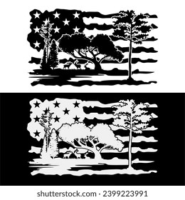 USA Flag Patriotic American Deer Hunting Design Background Illustration