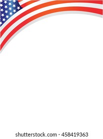 USA flag patriotic frame border wave with blank space for text vector design template