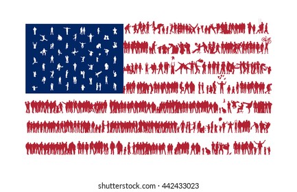 USA flag people.