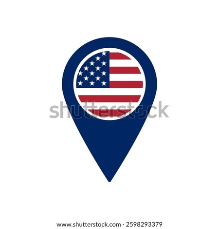 Usa flag pin icon symbolizes location with american identity, used in mapping and navigation tools.
