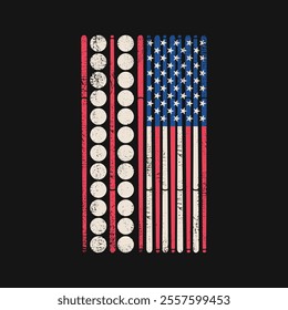  USA Flag Pool Billiard Ball Stick Vintage T Shirt Design