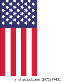 Afiche de la bandera de EE.UU. o diseño de Anuncio con el lado derecho lugar vacío para el título o texto. Bandera de Estados Unidos con el lado blanco vacío para tipografía