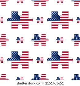 usa flag puzzle pieces pattern on white background. vector illustration