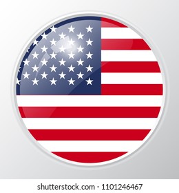 USA flag in Realistic Circle Button
